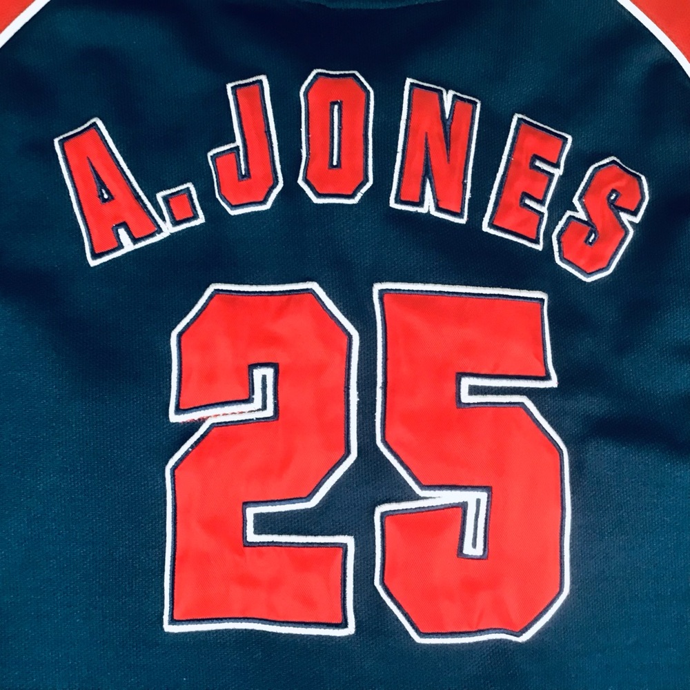 VTG Atlanta Braves True Fan MLB Mens XL MLB Baseball Jersey Andruw Jones #25 - Picture 5 of 8